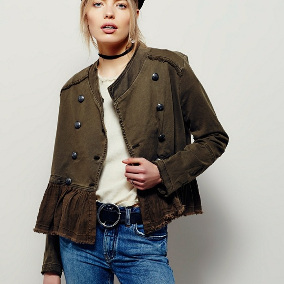Free People Flared Hem Military Jacket Size XS - Picture 3 of 8